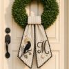 Picture of Personalized Raven Wreath Bow, Embroidered Gothic Halloween Door Bow, Custom Moon Wreath Sash, Spooky Front Door Decor, Dark Cottagecore Bow