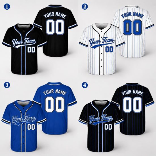 Picture of Personalized Blue Baseball Jersey, Custom Team Jersey, Custom Name Number Baseball Shirt, Softball Uniform, Men's Women's Gift
