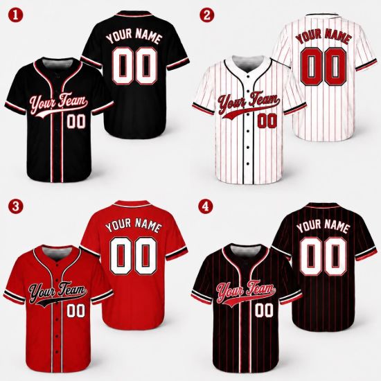 Picture of Personalized Red Baseball Jersey, Custom Team Jersey, Custom Name Number Baseball Shirt, Softball Uniform, Men's Women's Gift Red Team