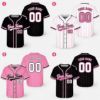 Picture of Personalized Baseball Jersey, Custom Team Jersey, Pink Baseball Shirt, Custom Name Number Jersey, Softball Jersey, Breast Cancer Team Shirt