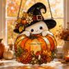 Picture of Personalized Halloween Ghost Pumpkin Suncatcher, Custom Acrylic Window Hanging,Cute Witch Ghost Decor, Fall Pumpkin Ornament, Halloween Gift