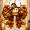 Picture of Personalized Halloween Ghost Bow Suncatcher, Custom Acrylic Window Hanging, Cute Witch Ghost Decor, Pumpkin Autumn Ornament, Halloween Gift