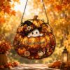Picture of Personalized Pumpkin Ghost Suncatcher, Custom Acrylic Halloween Window Hanging, Cute Witch Ghost Fall Decor, Pumpkin Ornament, Autumn Home