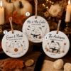 Picture of Personalized Ghost Love Letter Halloween Ornament, Custom Ceramic Couple Ornament, Spooky Wedding Gift, Fall Keepsake Decor Halloween Gift