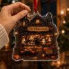 Picture of Personalized Halloween Acrylic Ornament, Custom Haunted Coffee Shop Ornament, Ghost Cat Family Keepsake, Spooky Halloween Tree Decor