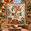 Picture of Feelin’ Fine at Nine Birthday Backdrop, Personalized 9th Birthday Banner, Apple Orchard Party Tapestry, Custom Name Fall Birthday Decor