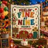 Picture of Feelin’ Fine at Nine Birthday Backdrop, Personalized 9th Birthday Banner, Apple Orchard Party Tapestry, Custom Name Fall Birthday Decor