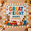 Picture of Great at Eight Birthday Backdrop, Personalized 8th Birthday Banner, Custom Name Pumpkin Patch Party Tapestry, Fall Halloween Birthday Decor