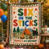 Picture of Six in the Sticks 6th Birthday Backdrop, Personalized Camping Birthday Banner, Custom Name Woodland Party Tapestry, Outdoor Adventure Decor