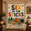 Picture of Six in the Sticks 6th Birthday Backdrop, Personalized Camping Birthday Banner, Custom Name Woodland Party Tapestry, Outdoor Adventure Decor
