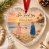 Picture of Personalized Engagement Glass Ornament, She Said Yes Heart Ornament, Custom Couple Beach Proposal Keepsake, Engagement Gift Ornament 2026