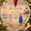 Picture of Personalized Engagement Glass Ornament, She Said Yes Heart Ornament, Custom Couple Beach Proposal Keepsake, Engagement Gift Ornament 2026