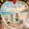 Picture of Personalized Couple Beach Glass Ornament, Our Happy Place Heart Ornament, Custom Names Vacation Keepsake, Romantic Christmas Gift 2026