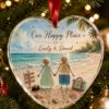 Picture of Personalized Couple Beach Glass Ornament, Our Happy Place Heart Ornament, Custom Names Vacation Keepsake, Romantic Christmas Gift 2026