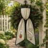 Picture of Personalized Ghost Garden Wreath Sash, Custom Halloween Door Bow, Embroidered Wreath Bow, Fall Porch Decor, Spooky Ghost Decor Halloween