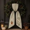 Picture of Personalized Ghost Garden Wreath Sash, Custom Halloween Door Bow, Embroidered Wreath Bow, Fall Porch Decor, Spooky Ghost Decor Halloween