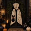 Picture of Personalized Black Cat Wreath Sash, Custom Halloween Door Bow, Embroidered Monogram Wreath Bow, Farmhouse Fall Front Door Decor Halloween