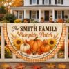 Picture of Personalized Pumpkin Patch Fence Flag, Custom Family Fall Fence Banner, Thanksgiving Farm Fence Decor, Harvest Pumpkin Outdoor Decor Autumn