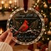 Picture of Personalized Cardinal Memorial Ornament, Custom Name and Dates Crystal Glass Keepsake, Sympathy Gift, Loss of Loved One Christmas Decor 2026