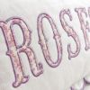 Picture of Personalized Pink Toile Scene Name Pillow, Embroidered Appliqué Scalloped Cushion, Nursery Decor, Baby Shower Gift