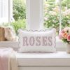 Picture of Personalized Pink Toile Scene Name Pillow, Embroidered Appliqué Scalloped Cushion, Nursery Decor, Baby Shower Gift