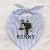 Picture of Personalized Halloween Dog Bandana, Blue Seersucker Dog Bandana, Custom Embroidered Pet Bandana, Ghost Mailbox Puppy Scarf, Fall Dog Gift