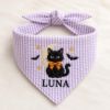 Picture of Personalized Black Cat Halloween Cat Bandana, Embroidered Cat Pet Scarf, Custom Pet Name Bandana, Spooky Fall Puppy Gift for Dog Lovers