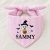 Picture of Personalized Halloween Ghost Dog Bandana, Embroidered Ghost Pet Scarf, Custom Pet Name Bandana, Spooky Pumpkin Puppy Gift for Dog Lovers