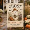 Picture of Personalized Ghost Garden Flag, Halloween Garden Club Flag, Custom Family Name Yard Flag, Cute Fall Ghost Outdoor Decor, Pumpkin Garden Gift