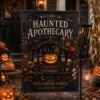 Picture of Personalized Haunted Apothecary Garden Flag, Custom Family Name Halloween Flag, Witch Potion Yard Decor, Gothic Spooky Pumpkin Porch Flag