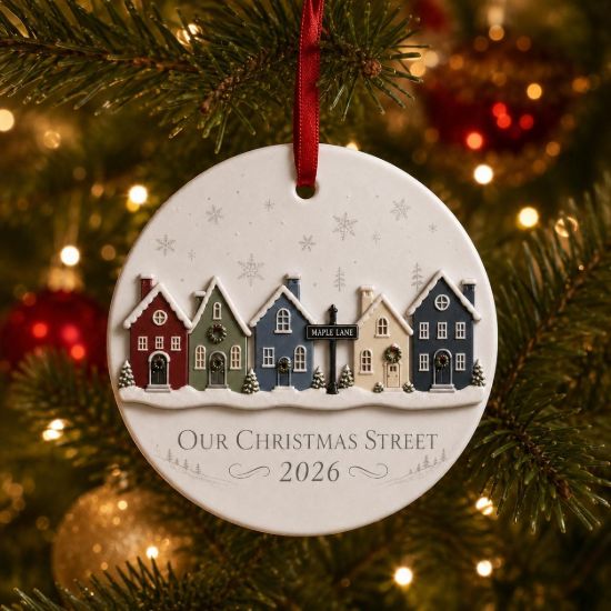 Picture of Personalized Christmas Street Ornament, Custom Neighborhood Christmas Ornament, Our Christmas Street Keepsake, New Home Holiday Decor