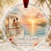 Picture of Personalized Honeymoon Cruise Ornament, Custom Couple Christmas Ornament, Newlywed Cruise Gift, Wedding Keepsake, Beach Vacation Ornament
