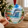 Picture of Personalized Cruise Ship Ornament, Custom Family Cruise Christmas Ornament, Tropical Vacation Keepsake, Cruise Lover Gift, Ship Name Decor