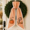 Picture of Personalized Pumpkin Wreath Sash, Custom Monogram Fall Door Bow, Embroidered Autumn Front Door Decor, Harvest Wreath Ribbon Gift Halloween