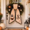 Picture of Personalized Halloween Wreath Sash, Witch Cupcake Door Bow, Custom Monogram Wreath Ribbon, Embroidered Front Door Decor, Fall Porch Decor
