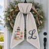 Picture of Personalized Coastal Lighthouse Wreath Sash, Beach House Door Bow, Custom Monogram Embroidered Front Door Decor, Nautical Gift Beach House