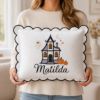 Picture of Personalized Halloween Pillow, Custom Embroidered Halloween Name Pillow, Ghost Haunted House Cushion, Kids Halloween Decor, Spooky Gift