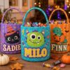 Picture of Personalized Halloween Basket, Custom Name Trick or Treat Bag for Kids, Cute Monster Candy Bucket, Halloween Boo Basket, Toddler Halloween