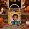 Picture of Personalized Photo Halloween Basket, Custom Face Trick or Treat Bag, Kids Candy Bucket, Personalized Boo Basket, Halloween Gift for Kids