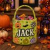 Picture of Personalized Halloween Basket, Custom Name Trick or Treat Bag, Pumpkin Candy Bucket for Kids, Cute Boo Basket, Halloween Gift for Toddler