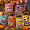 Picture of Personalized Halloween Basket, Custom Name Trick or Treat Bag, Cute Ghost Candy Bucket for Kids, Boo Crew Basket, Halloween Gift for Toddler