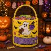 Picture of Personalized Halloween Basket, Custom Name Trick or Treat Bag, Cute Ghost Candy Bucket for Kids, Boo Crew Basket, Halloween Gift for Toddler