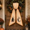Picture of Personalized Halloween Sash, Embroidered Haunted House Monogram Sash, Orange Halloween Accessory, Custom Initial Spooky Halloween Gift