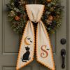 Picture of Personalized Halloween Sash, Black Cat Moon Embroidered Sash, Custom Monogram Spooky Sash, Witchy Fall Accessory, Halloween Gift for Her
