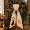 Picture of Personalized Halloween Sash, Black Cat Moon Embroidered Sash, Custom Monogram Spooky Sash, Witchy Fall Accessory, Halloween Gift for Her