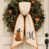 Picture of Personalized Halloween Sash, Embroidered Pumpkin Stack Monogram Sash, Witch Hat Spooky Halloween Accessory, Custom Initial Halloween Gift