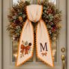 Picture of Personalized Fall Sash, Autumn Floral Bow Embroidery Sash, Custom Initial Thanksgiving Sash, Harvest Season Gift for Her, Autumn Gift