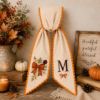 Picture of Personalized Fall Sash, Autumn Floral Bow Embroidery Sash, Custom Initial Thanksgiving Sash, Harvest Season Gift for Her, Autumn Gift