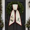 Picture of Personalized Christmas Sash, Magnolia Flower Monogram Sash, Embroidered Holiday Floral Accessory, Custom Initial Christmas Gift for Her