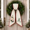 Picture of Personalized Christmas Sash, Magnolia Flower Monogram Sash, Embroidered Holiday Floral Accessory, Custom Initial Christmas Gift for Her